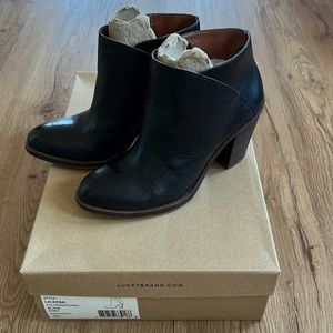 Lucky Brand black leather booties. Size 6.